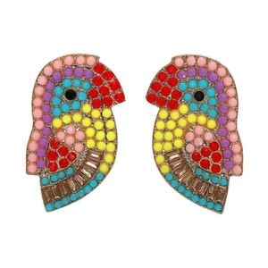 Gold-tone plated Bird Stud earrings glass earrings